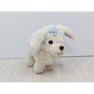 Glitter Girls Plush Dog Puppy Small Cream Silver Sparkle Bow Purple Eyes